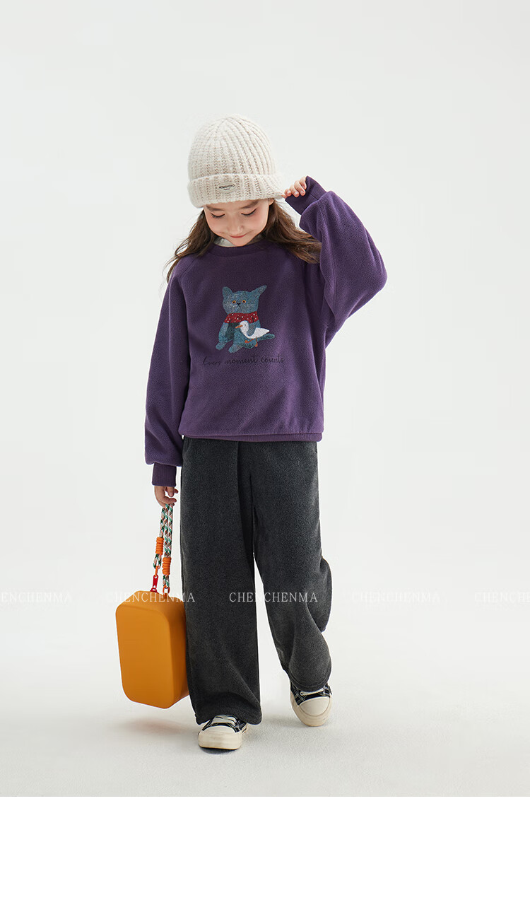 Chenchenma [Zoo] Girls' Anti-Static Animal Print Fleece Sweatshirt, Autumn And Winter Children's Top 10
