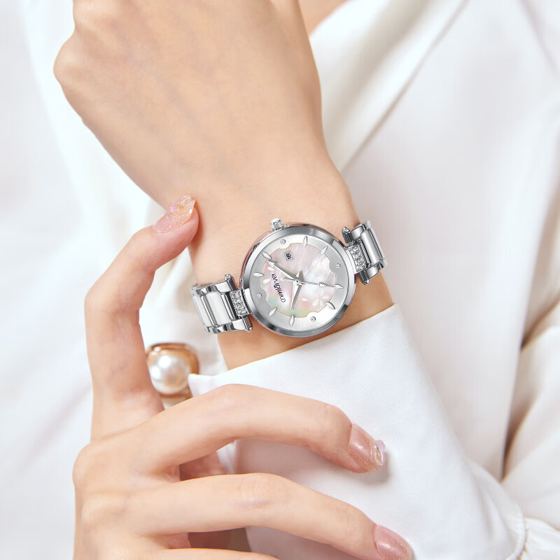 COMLORVEI Cool Camellia Series Stone British Watch Women's Watch Gift Simple Waterproof Ladies Wristwatch 675