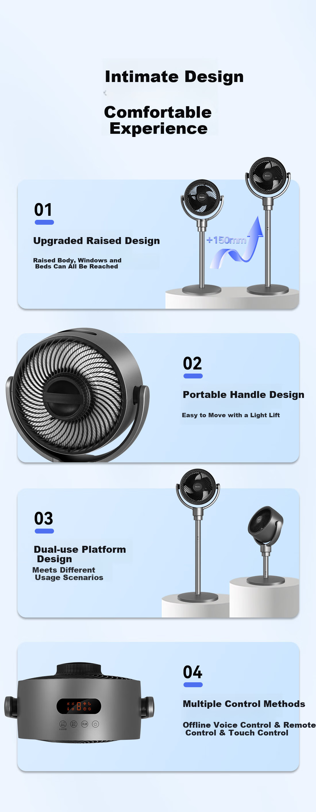 GREE Electric Fan for Home Air Circulation, DC Inverter, Floor-Standing And Table Fan for Office, Living Room, Bedroom, Air Conditioner Companion FXDZ-2062Bvg3 with Antibacterial Filter + Voice Control 14