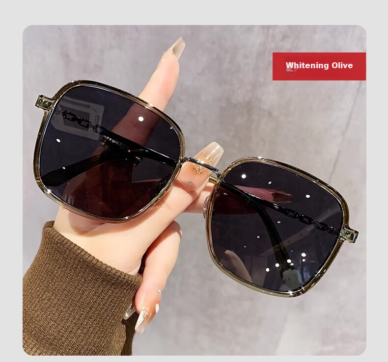 FENCHI Korean-Style Instagram-Inspired Ultra-Light Large Frame Sunglasses for Women, High-End UV Protection, Slimming for Big Faces, Trendy Myopia Sunglasses 12