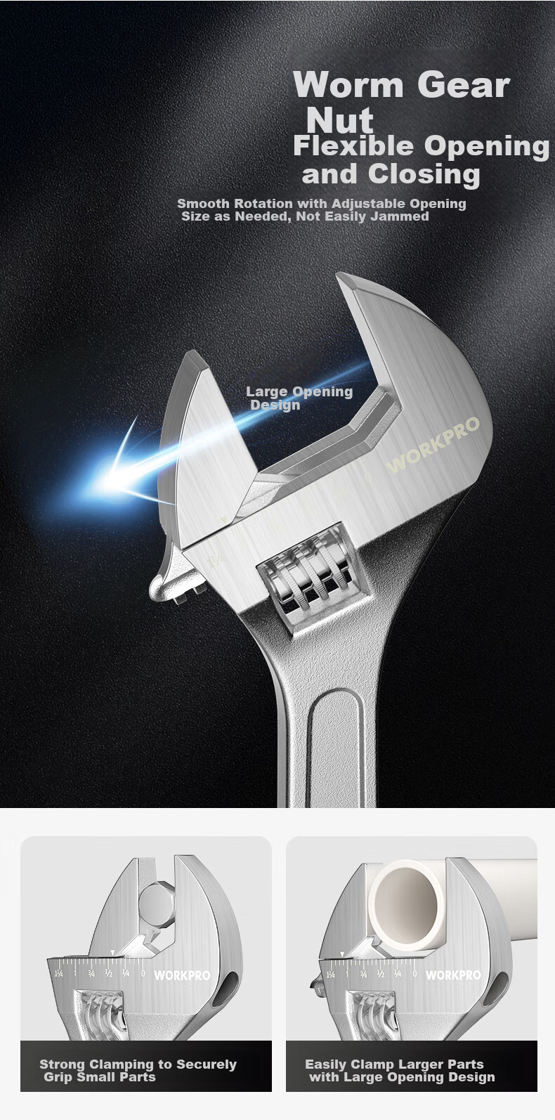 WORKPRO Universal Wrench, Hexagon Linkage Wrench, Box-End Wrench, Adjustable Wrench, Multi-Functional Auto Repair Tool 6
