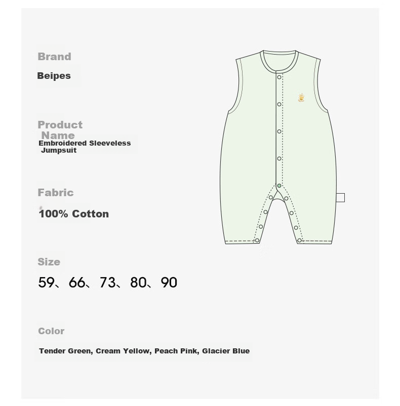 Beitaisi Baby Clothes Summer Thin Breathable Sleeveless Onesie Pure Cotton Romper Pajamas for Boys And Girls 24