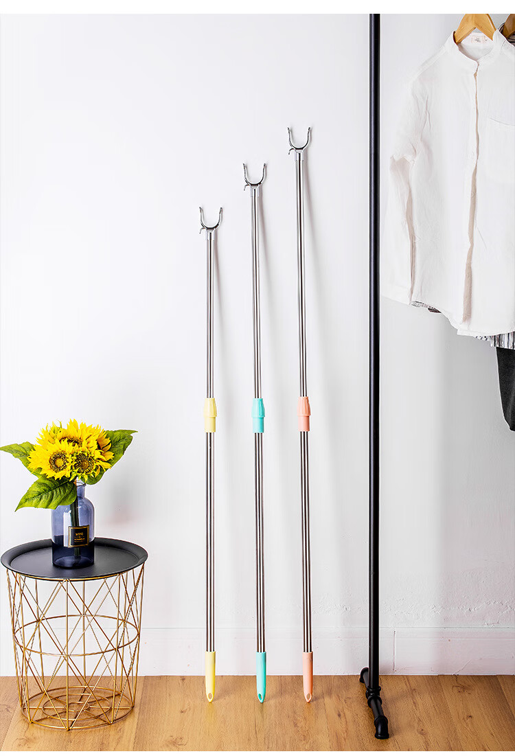 Mengtin Stainless Steel Clothes Drying Rod [Thickened] Expandable Alloy Forked Hanger Rod for Hanging and Retrieving Clothes 4
