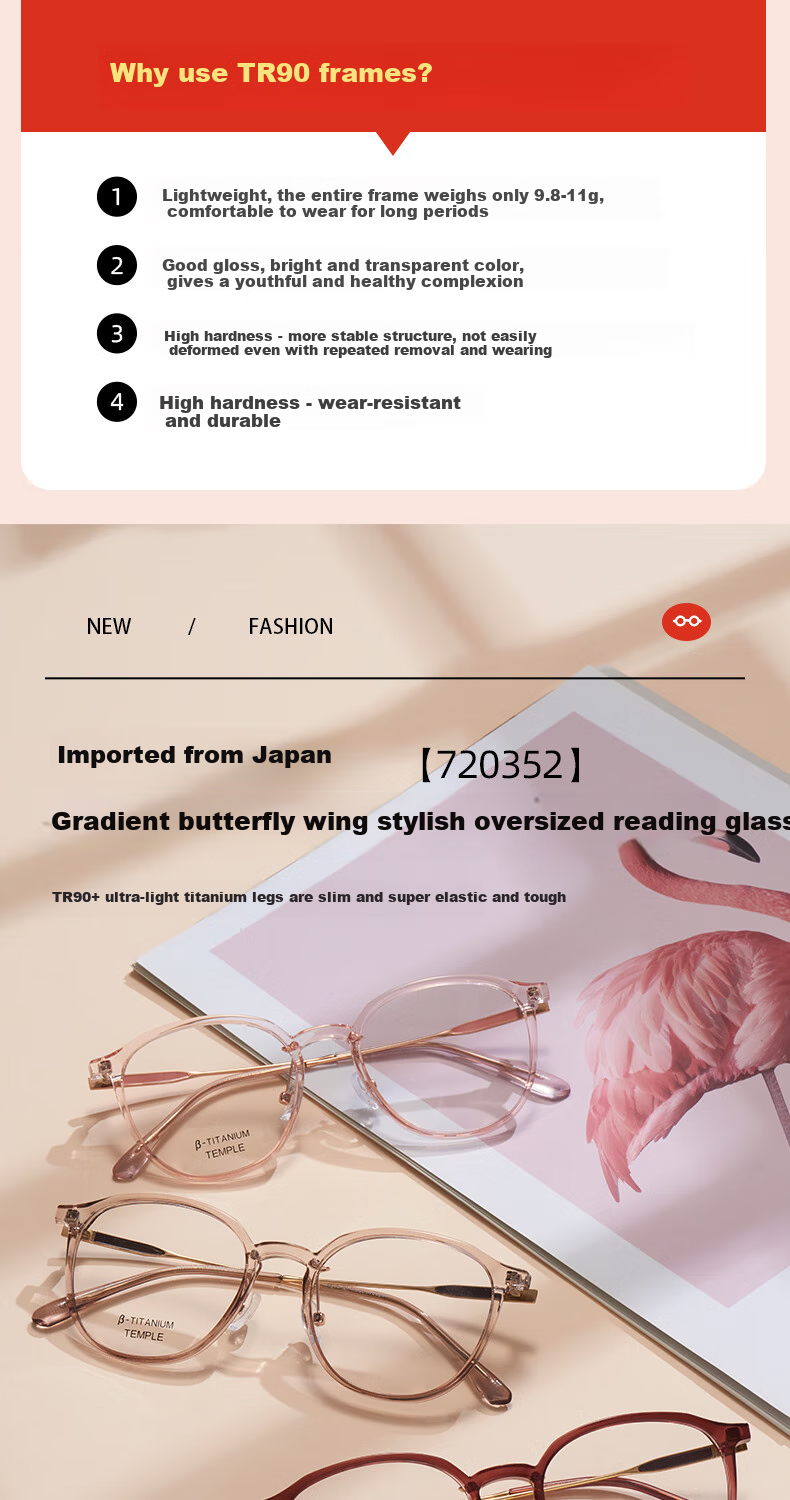 Jingpintang Japanese Imported Reading Glasses for Women, Genuine High-Definition Anti-Blue Light Glasses for Mom to Read Books And Use Phone, 150 Degree Reading Glasses 4