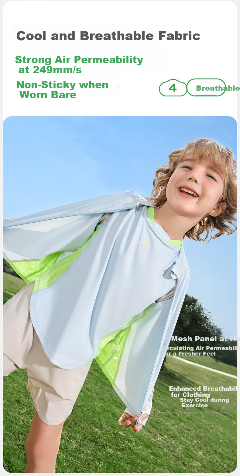 Kocotree Children's Sun Protection Clothing, Original Yarn Ice Silk Jacket, Boys And Girls UV Protection Ice Skin Coat 16