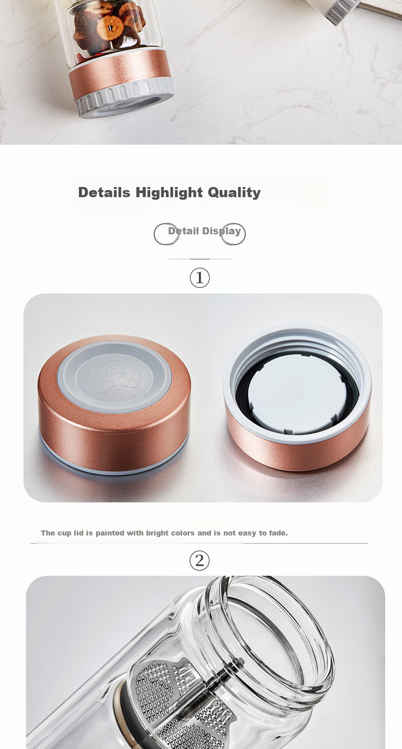 Chazhilian Personal High-End Double-Layer Glass Tea Infuser Mug, Birthday Gift for Men And Women, Mid-Autumn Festival Present 7