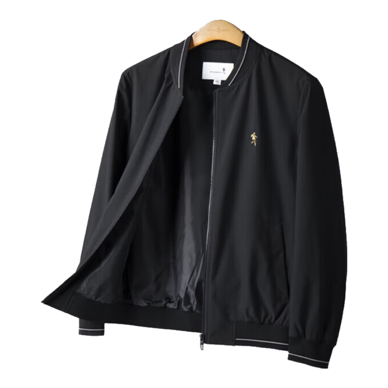 DANCING WOLVES [Business Commute] Men's Baseball Collar Casual Basic Jacket, Men's Coat, 001 Black, Size 170