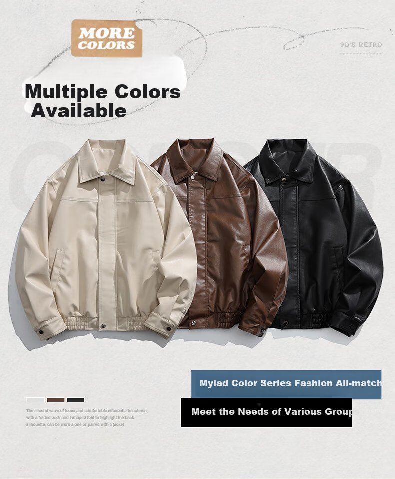 MMOPTOP Retro High Street Leather Jacket for Men, Spring And Autumn Pilot Versatile Jacket, JN810 Black 2XL 3