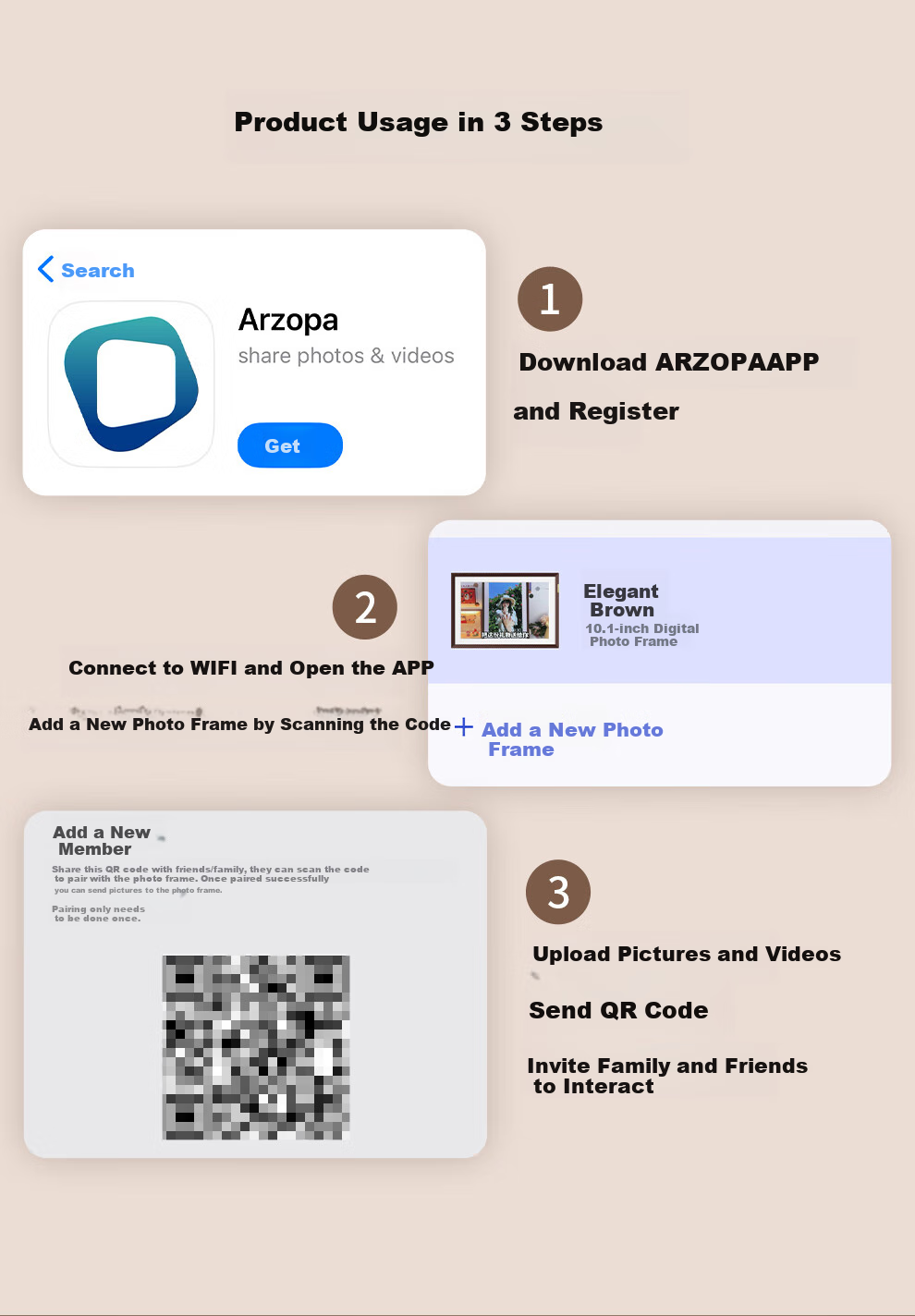 ARZOPA D14Pro 14-inch 2K Ultra HD Digital Photo Frame Smart Cloud Frame Touchscreen Photo Video Player Gift Recommended 16