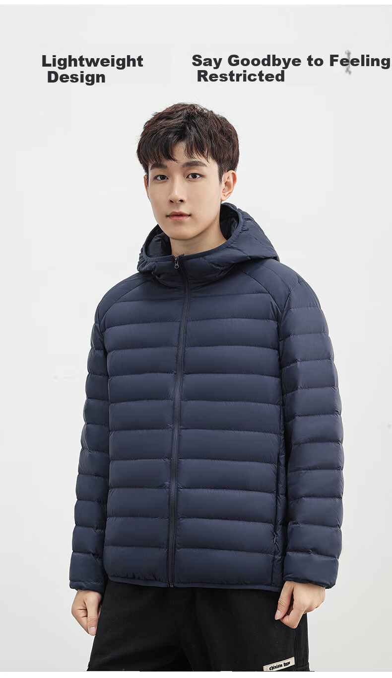 YAYA down Jacket for Men, Autumn And Winter Warmth, Solid Color Short Hooded Style, Unisex Lightweight down Coat, Suitable for Young And Middle-Aged Outdoor Activities 5