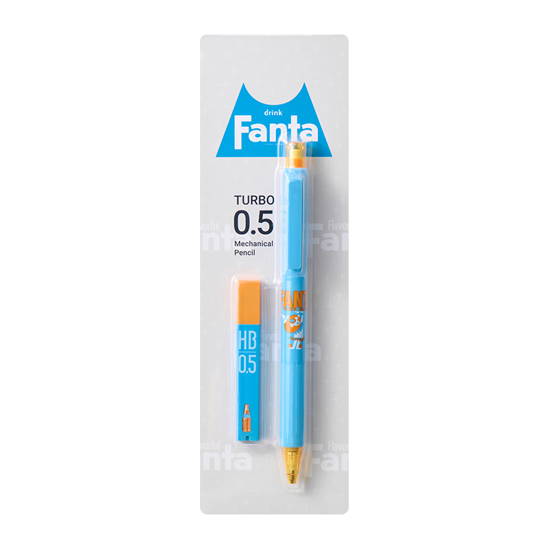 KACO Fanta Collaboration TURBO Mechanical Pencil 0.5mm HB Student Automatic Pencil with Card Packaging (1 Pen + 1 Box of Leads) Jump Edition
