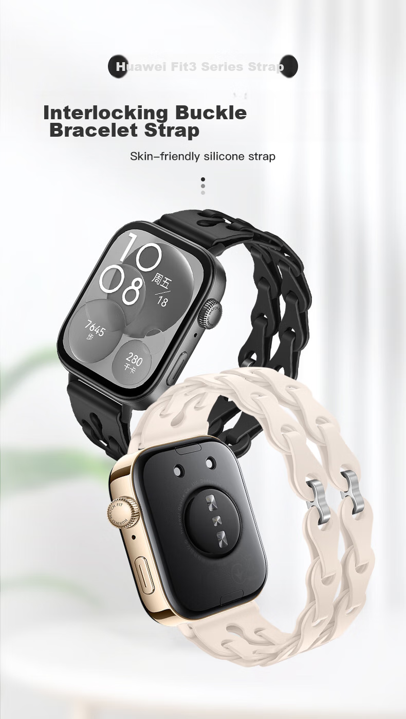 Binghong Suitable for Huawei Fit5 Strap, Fit5pro Huawei Fit4 Strap, Silicone Huawei Fit4pro Strap, Huawei Watch Fit3 Strap, Hollow Bracelet Watch Band 1