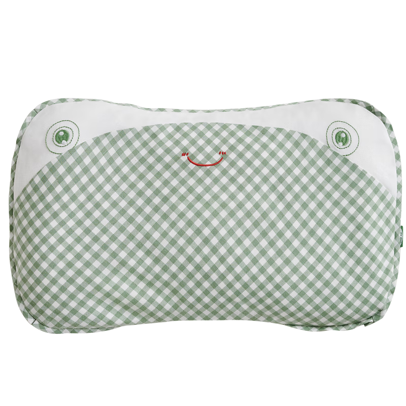 Liangliang Baby Pillow Shaping Pillow for 0-3 Years Old Newborns, Anti-Flat Head, Round Head, Antibacterial Children's Pillow, Green Plaid (Single Pillowcase)