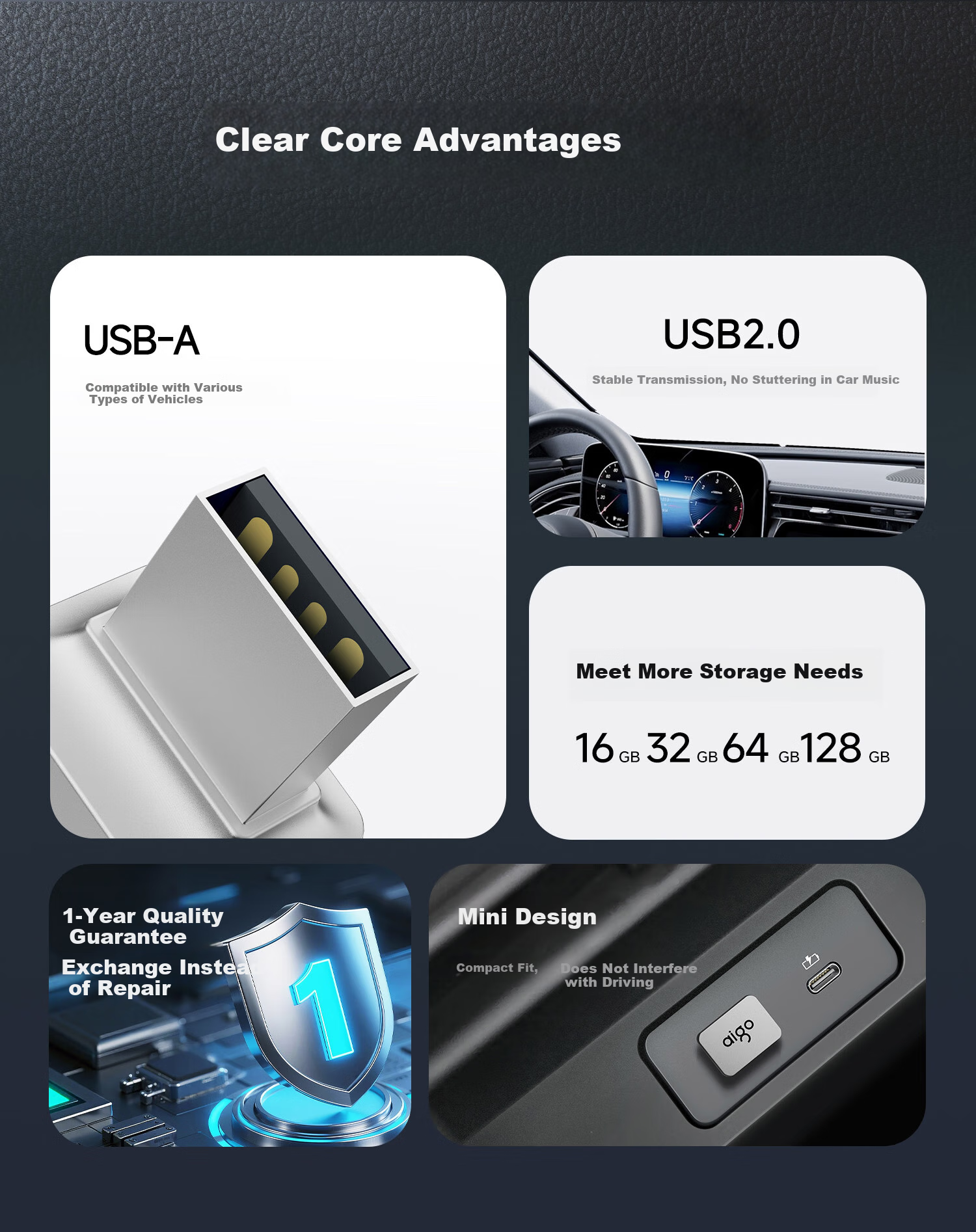 Aigo 64GB USB2.0 Flash Drive C1A Mini Version, Silver, USB A Metal Flash Drive, Computer Office Thumb Drive 3