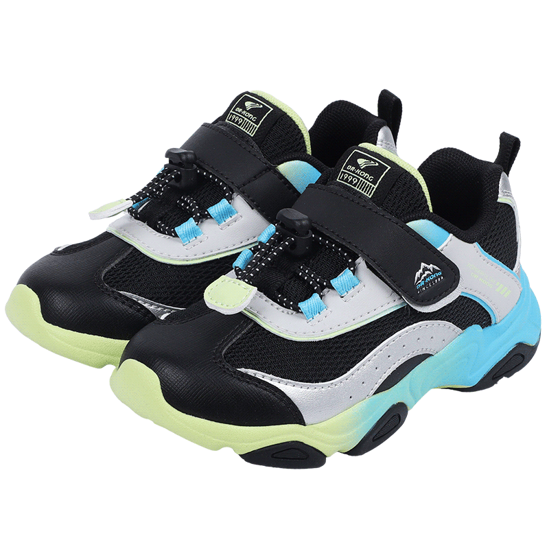 Dr. Jiang Toddler Sneakers Sports Shoes Autumn Boys and Girls Retro Colorblock Kids Shoes 2B14A3030AM Black/Silver/Gray Size 25