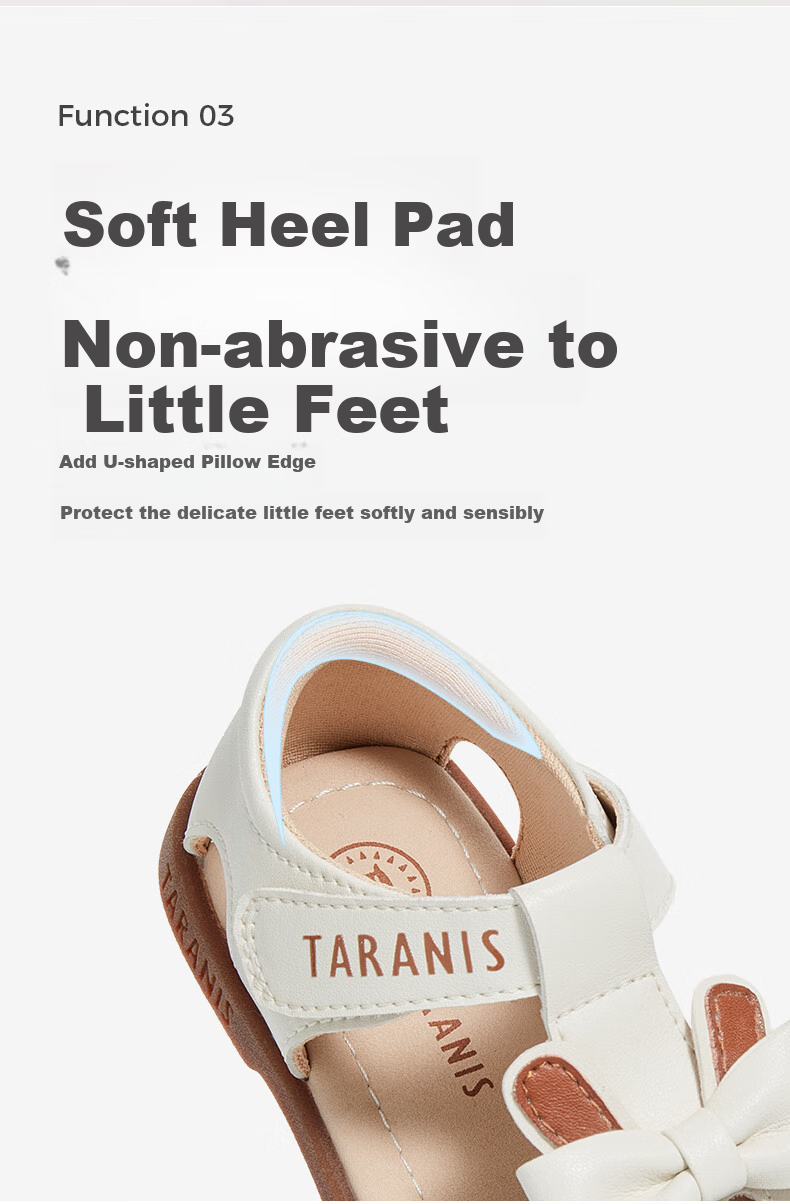 TARANIS Summer Kids Mary Jane Sandals Closed Toe Anti-Kick Toddler Soft Sole Functional Shoes Off-White Size 26 2