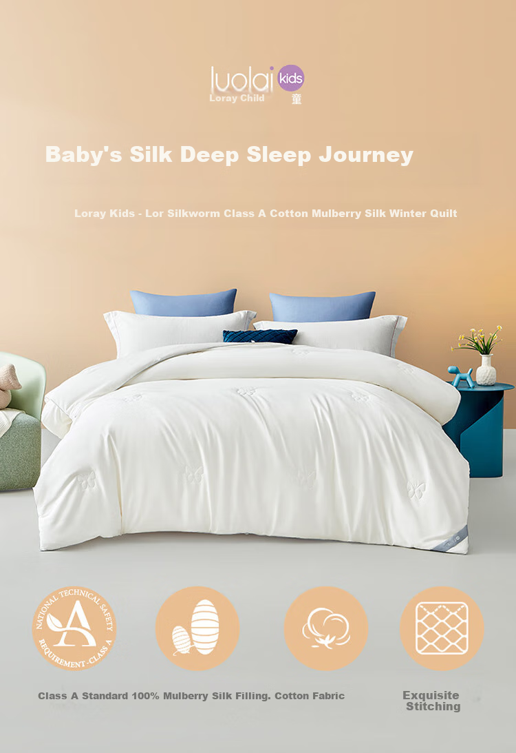 Luolaikids Silk Comforter, Maternal And Infant Class A Pure Cotton Mulberry Silk Warm Winter Quilt, Kindergarten Single Bedding Core 150*215 2