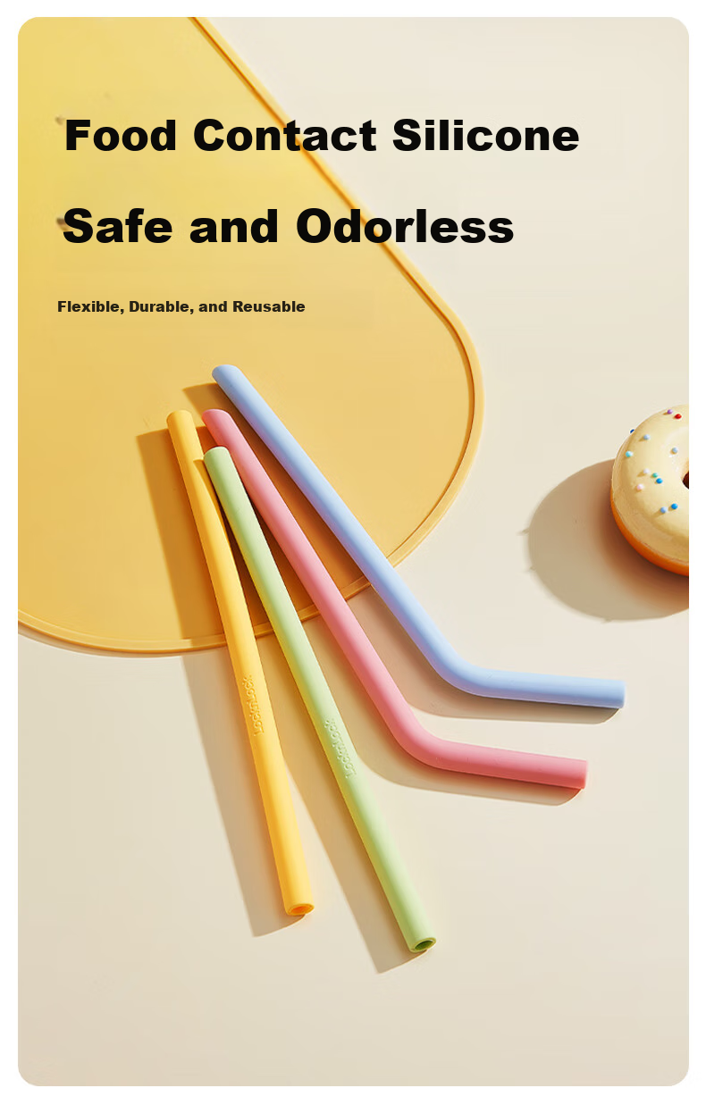 LOCK&LOCK Silicone Straw, Non-Disposable Soft Tube, Baby Drinking Bent Straw, Colored Thick Long Straw, Children's Water Cup Accessory 3