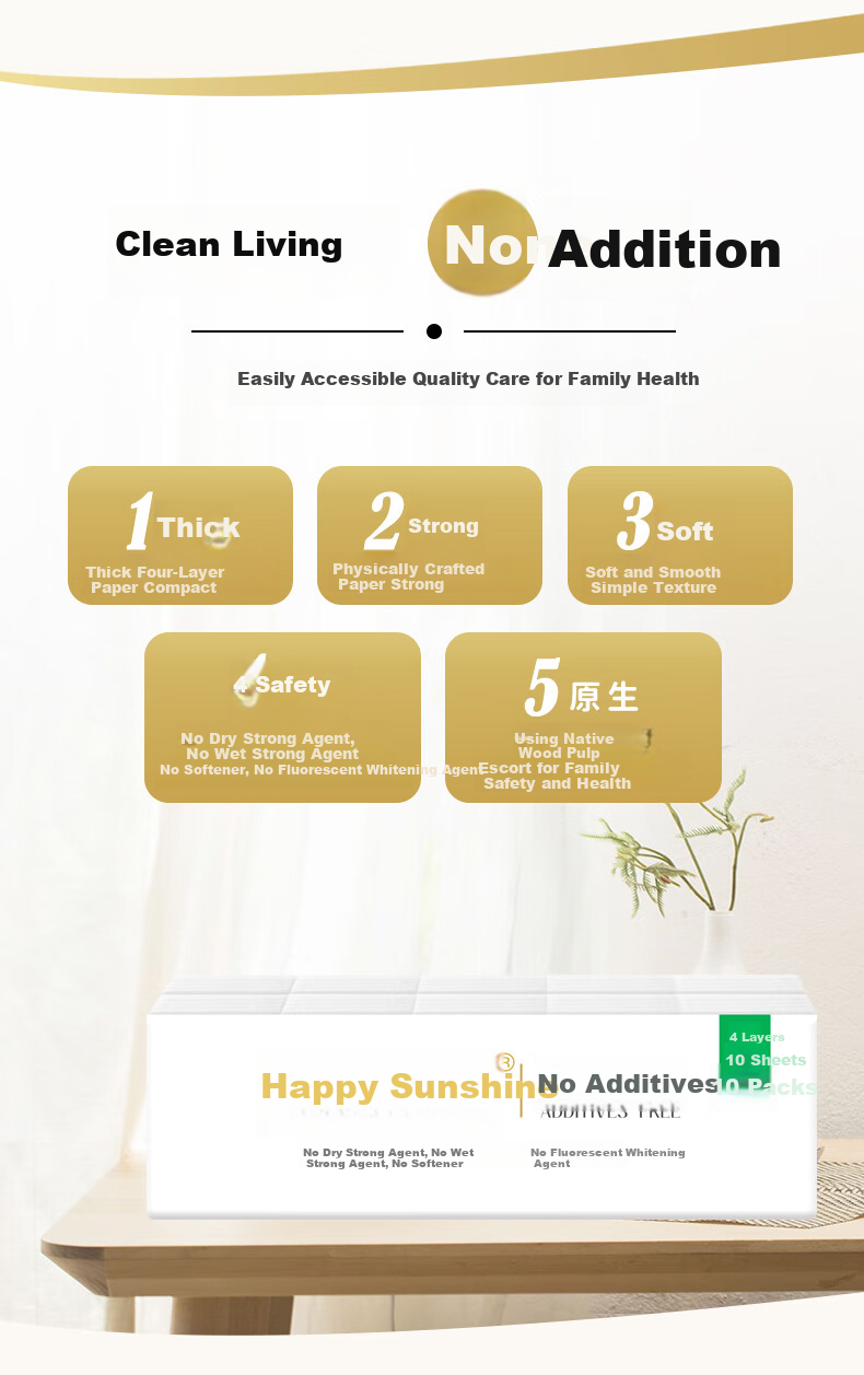Sunelement Handkerchief Tissue, No Additives Series, Soft Pull Slim 4-Ply 10 Sheets*50 Packs, Thickened Portable Pack 5