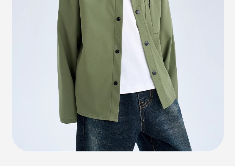 Romon Kids Ice Silk Shirt Versatile Boys Military Green Long Sleeve Quick-Dry Outdoor Work Shirt Green 130 4