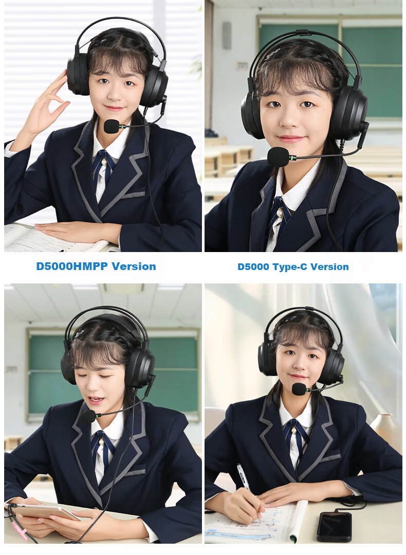 DANYIN D5000 English Listening And Speaking Exam Headphones, Wired with Microphone, for Training, Middle And High School Students, Human-Machine Dialogue, Speech Recording, Follow-Along Headset with Microphone, Dual Plug-I 11