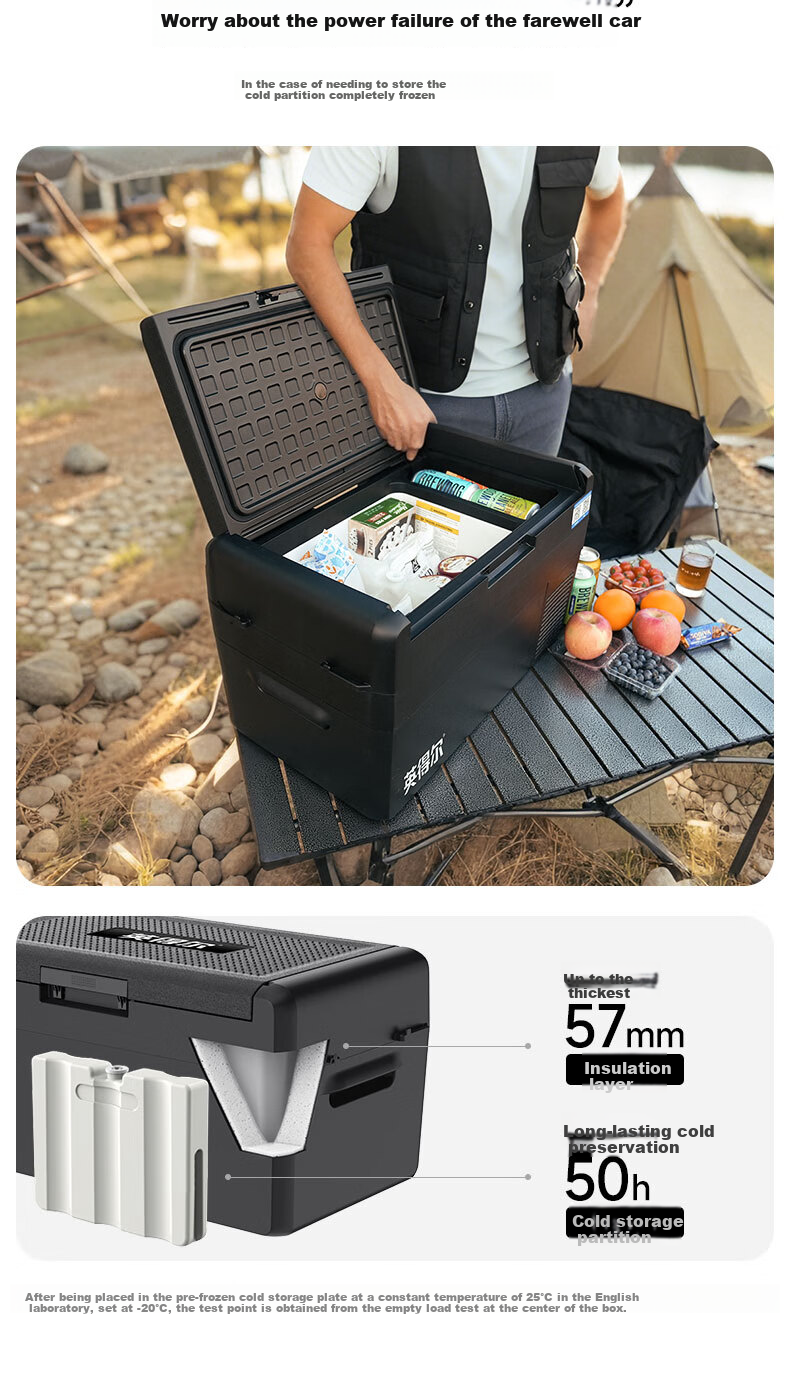 Yingdeer Car Refrigerator FC20L, Dual-Compartment Compressor, Pure Vehicle Refrigeration And Freezing Mini Fridge, 12V/24V/220V 2