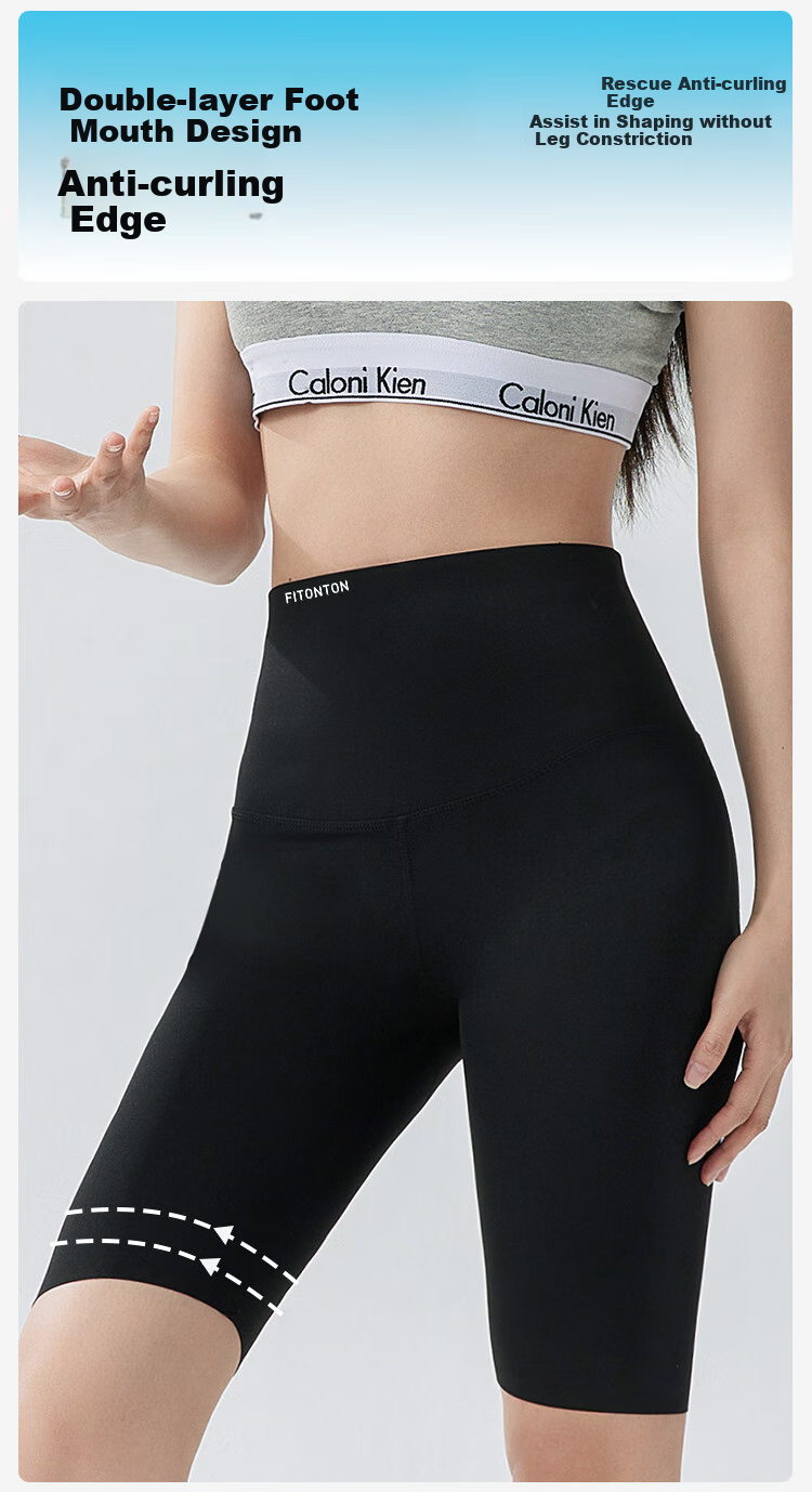 FitonTon Tummy Control Shorts for Women, Lightweight Ice Silk Butt-Lifting Shark Shorts, Cycling Shorts, Knee-Length Shorts, Yoga Leggings 8