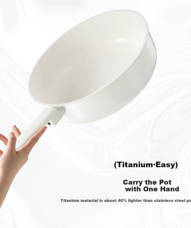 CaROTE Non-Stick Wok, Household Titanium Ceramic Lightweight Flat-Bottom Pan, Suitable for Induction And Gas Stoves, Cooking Pa 9
