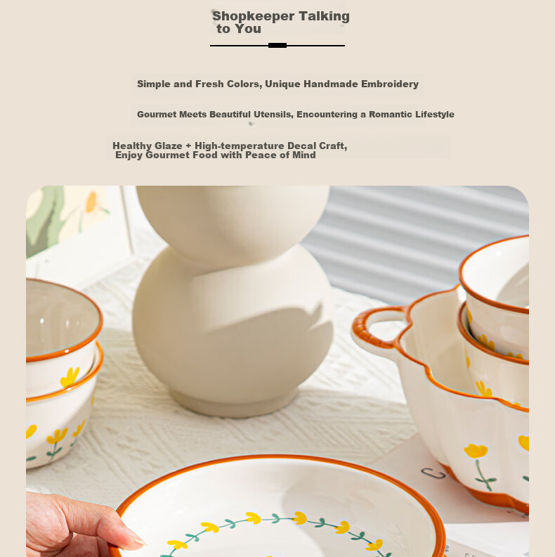 CERAMICS Underglaze Ceramic Bowl And Plate Set, Simple Home Dining Tableware Set, Mountain Chrysanthemum Pattern, 13-Piece Gift Box Set for Mid-Autumn Festival 2
