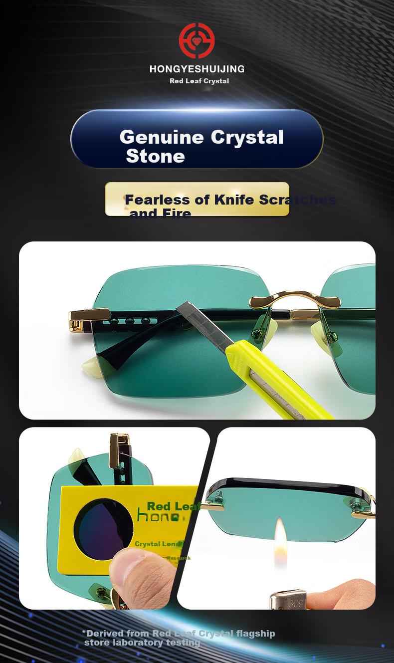 HONGYE Genuine Crystal Stone Sunglasses, Dark Green Stone Glasses for Middle-Aged And Elderly Drivers, Donghai Sunglasses for Me 5