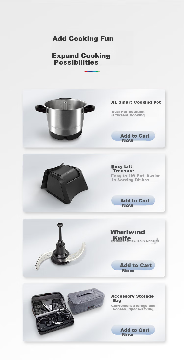 BOSCH [European Import] Cookit Intelligent Inspiration Pot AI Recipe Fully Automatic Cooking Machine Robot Multifunctional 30-In Chef Machine Electric Cooking Pot MCC9555CWC 22