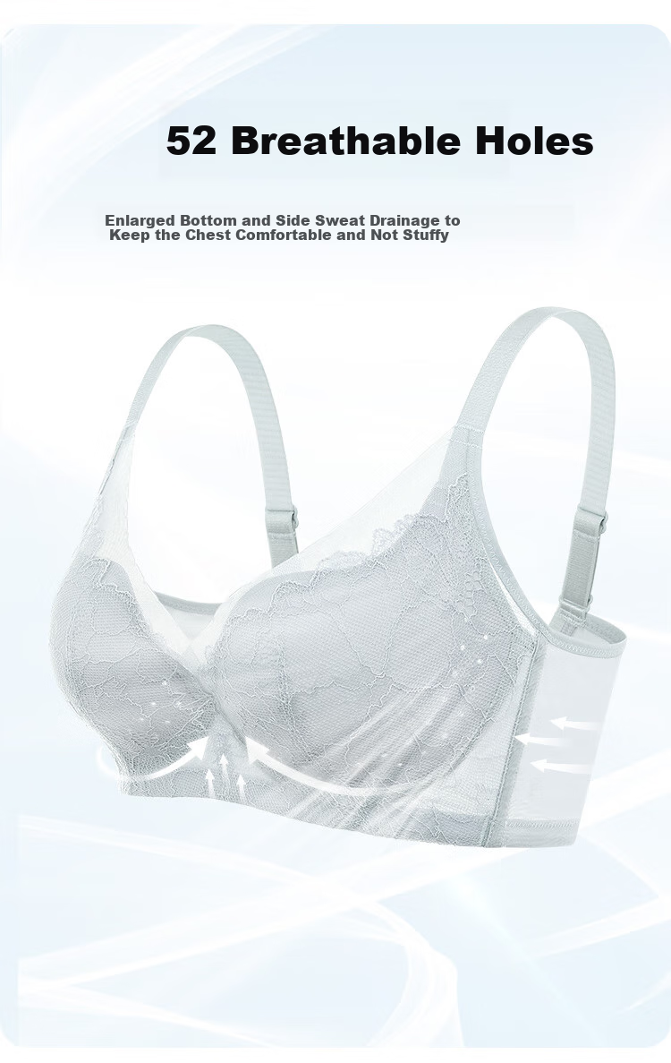 Ordifen 26 New Women's Underwear, Lightweight, Slimming, Perforated Cups, Breathable, Soft Wireless, Seamless, Low-Collar Bra Set XB4206 5