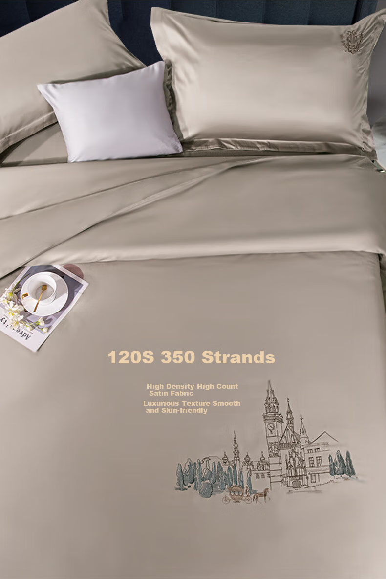 FUANNA High-End Bedding Set, Four Pieces, 120s Double-Ply Long-Staple Cotton Sateen Bed Sheet Set, 230*229cm 4
