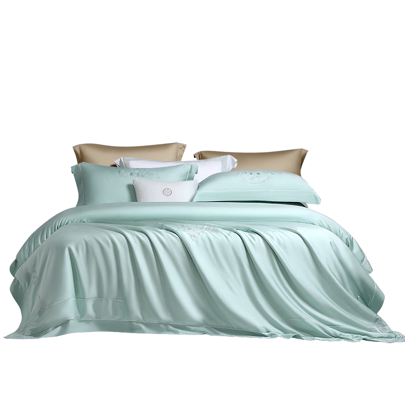 Fuanna 60S Long-Staple Cotton Embroidered 4-Piece Bedding Set 100% Cotton Sheet and Duvet Cover Single/Double 203x229cm Encounter