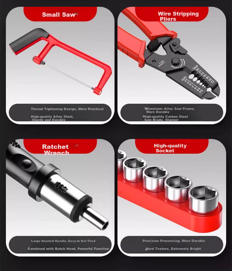 DELIXI Household Lithium Battery Drill Tool Set, Hardware And Electrical Tools for Plumbers And Carpenters, Multi-Functional Repair Toolbox Kit 18