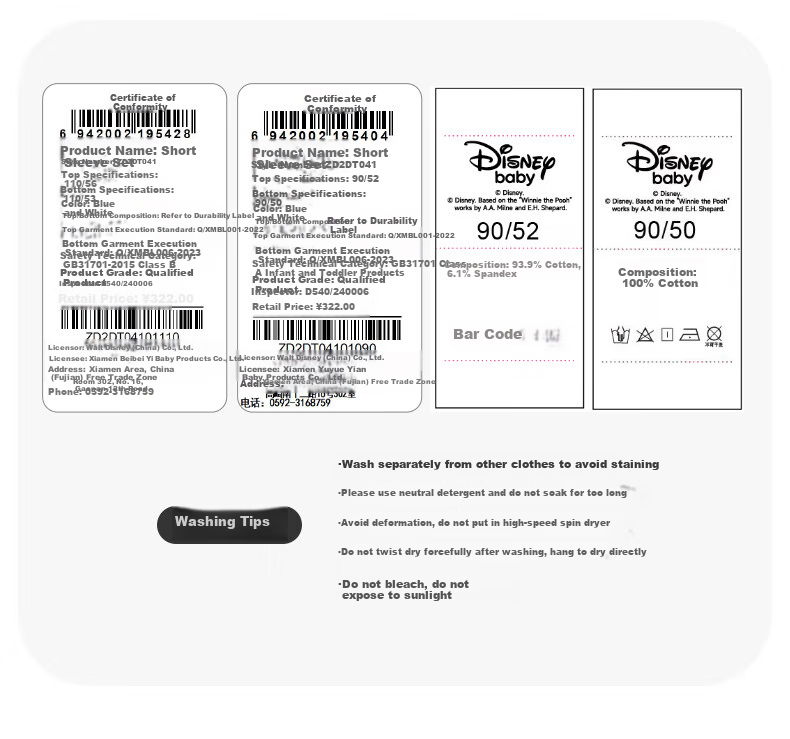 Disney Children's Short-Sleeve Set, Cartoon Mickey Mouse, Fashionable Casual Versatile Comfortable Breathable Summer New Style, Blue And White, Size 110 13