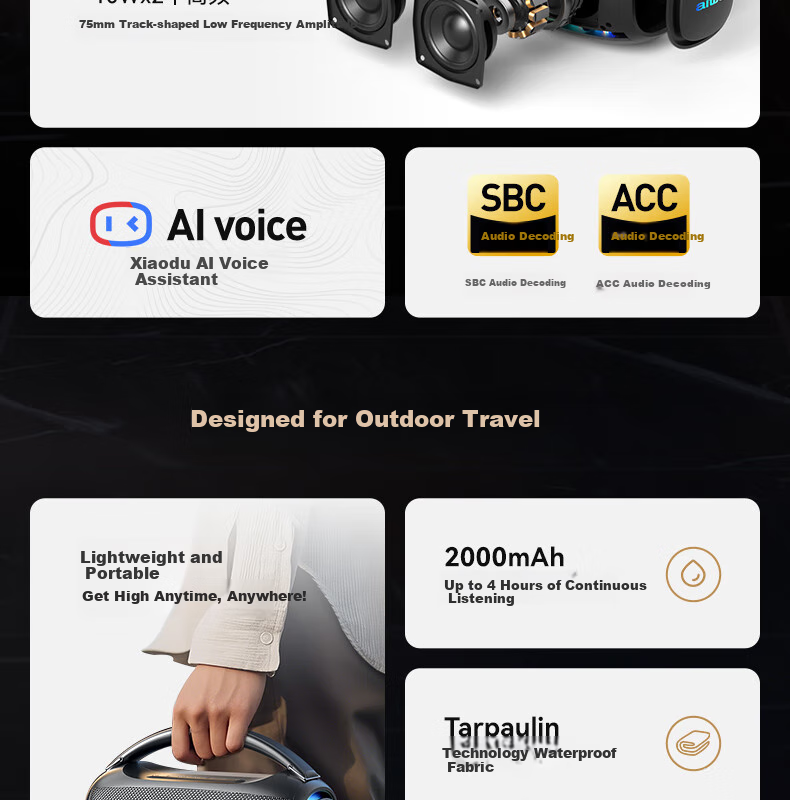 Aiwa AH-22 [Xiaodu AI Voice] Portable Handheld KTV Bluetooth Square Dance Speaker, RGB Camping Party Outdoor Karaoke Speaker All-In Home Dual Microphone Graduation Gift 3