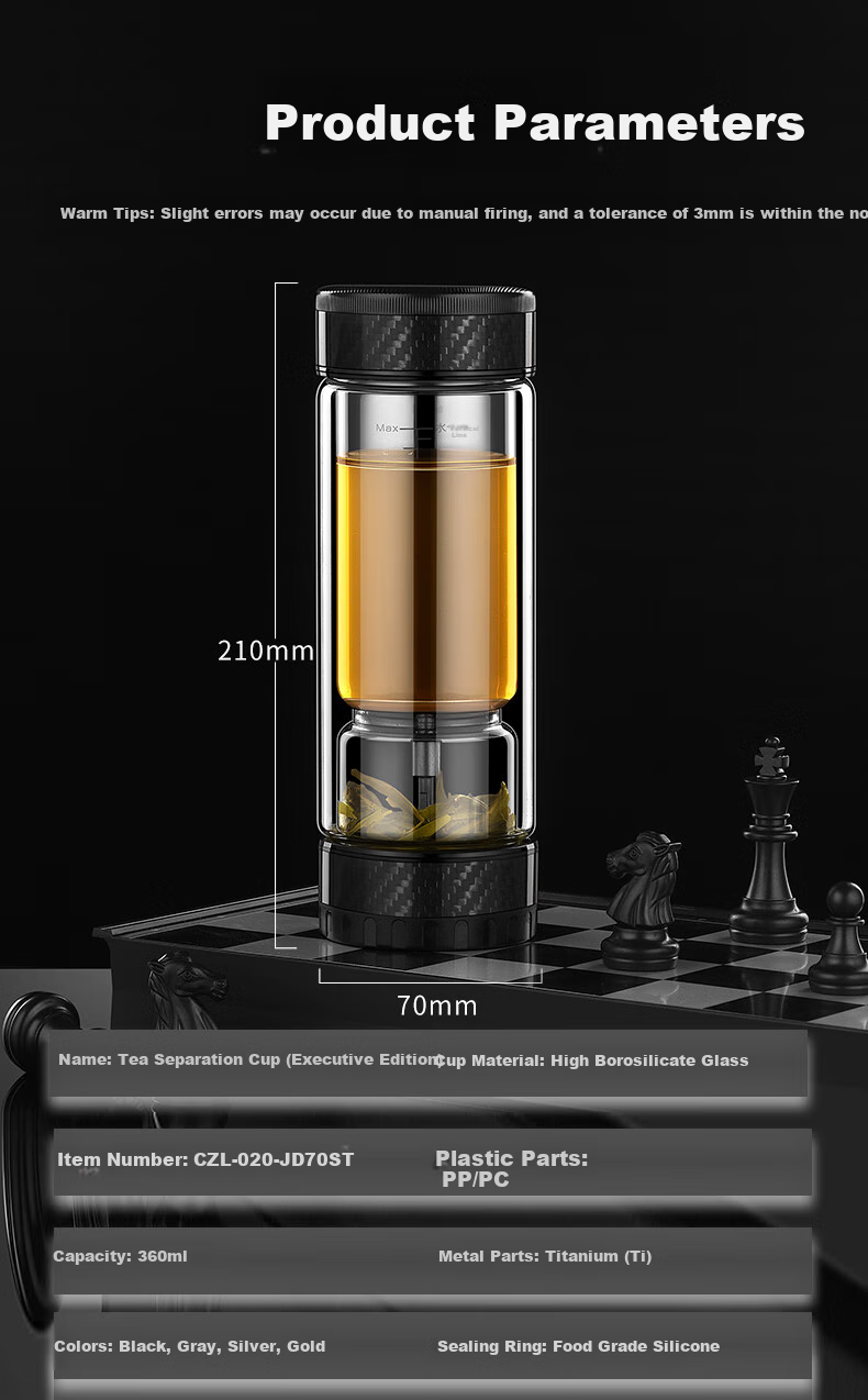 Chazhilian Tea Infuser Cup, High-End Double-Layer Glass Mug for Men And Women, Specialized for Brewing Tea in Office, Mid-Autumn Festival Gift 4