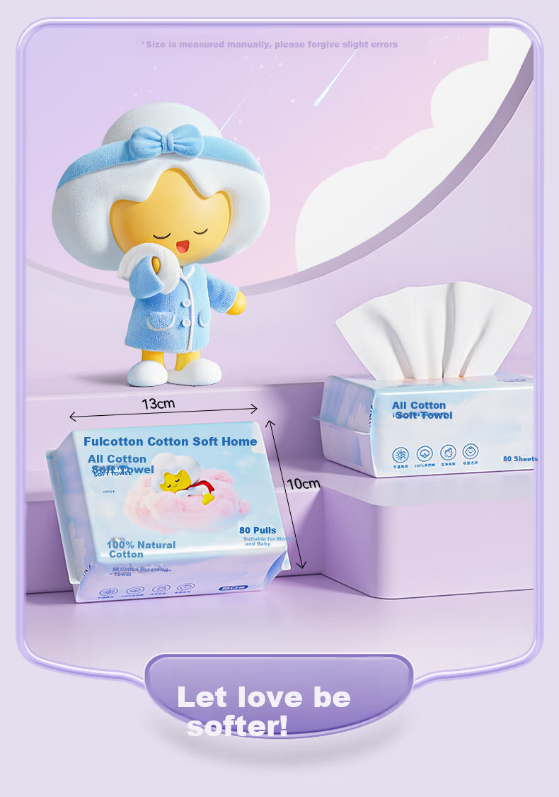 FulCotton 100% Pure Cotton Baby Soft Wipes [80 Sheets * 18 Packs], Wet And Dry Use, Thickened Face Towels 13