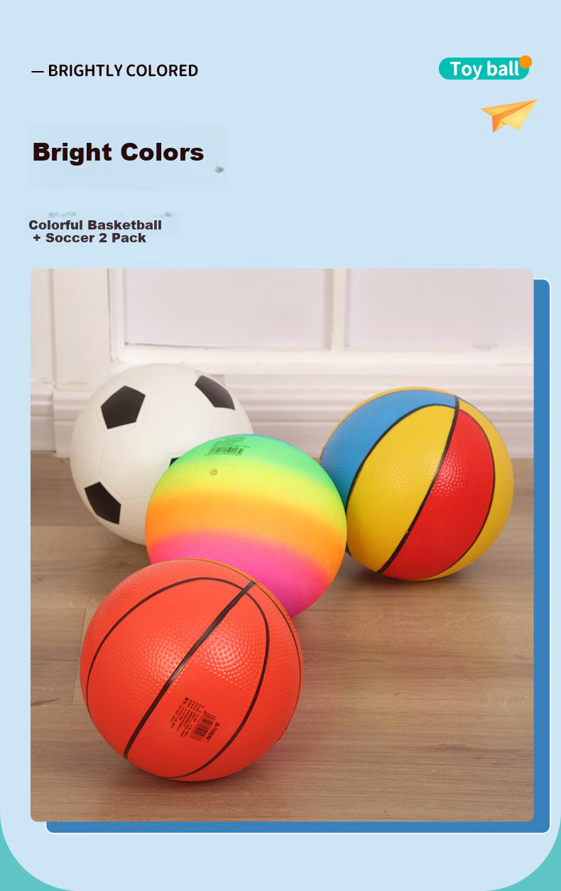 Babamama Ball for Children Aged 1-3, Toy Ball, Small Basketball, Soccer Ball, Baby Soft Ball, Infant Inflatable Bouncy Ball, Pat Ball 4