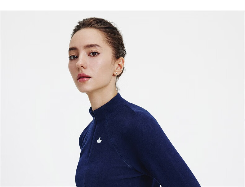 Navikail Italy Small Sailboat Women's Half-Open Collar Long Sleeve Slim Fit Warm Base Layer Skin Jacket 2335045501 Blue M 6