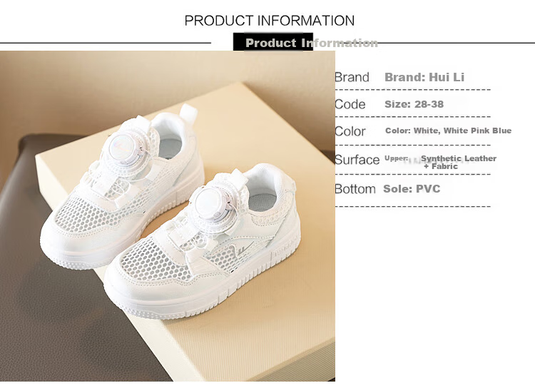 Warrior Children's White Sneakers, Breathable Mesh Running Shoes, Summer Breathable Skateboard Shoes, WZ(CL)-0513, White-Pink Size 30 2