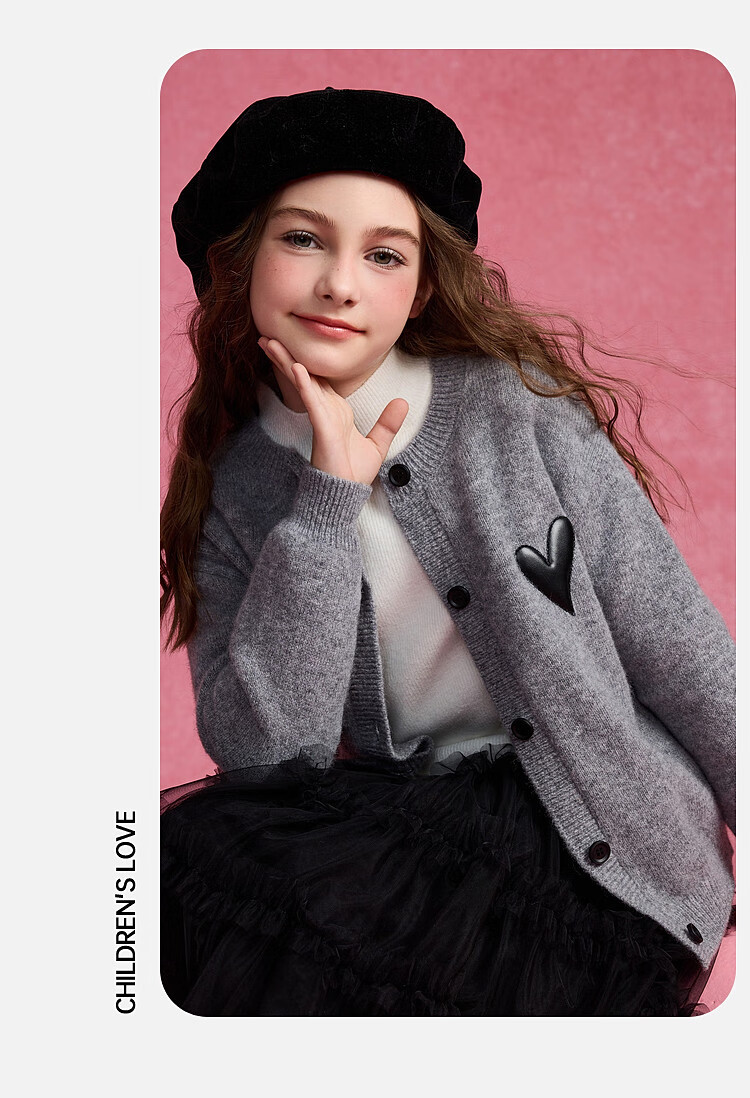 ASK JUNIOR 100% Wool Kids Sweater Winter Thick Warm Girls Knit Cardigan Youth Jacket 11
