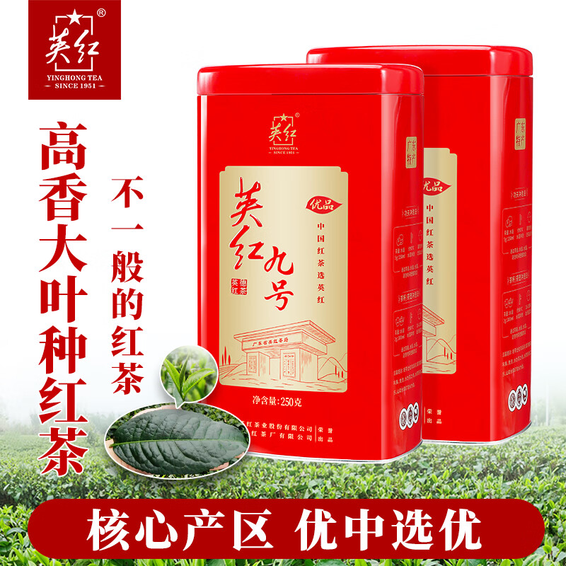 英红牌红茶英红九号秋茶浓香型红茶优品双罐装茶叶500g节日送礼佳品