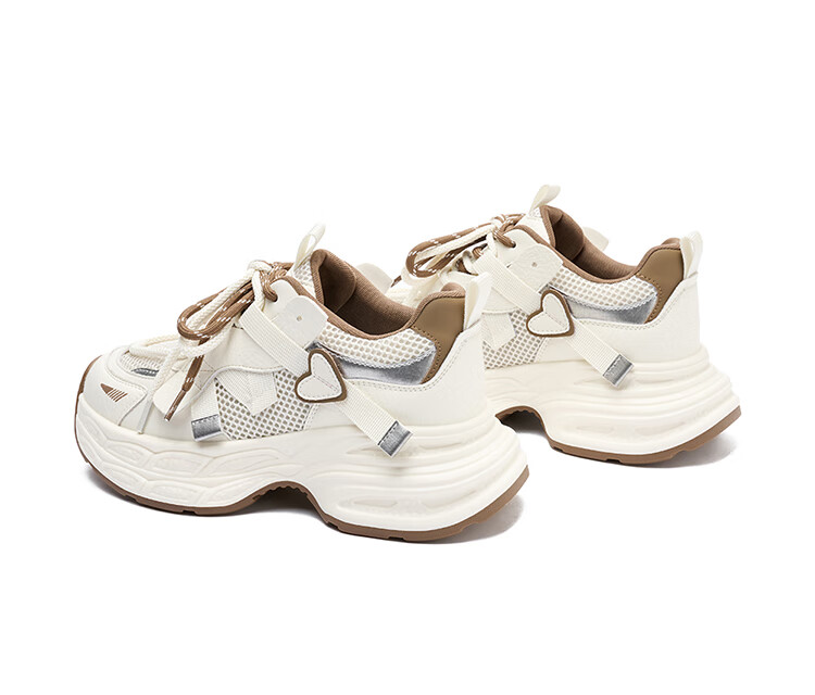 Josiny Chunky Dad Shoes, 2026 New Popular Style, Zodiac Year Outfit, Trendy Casual Sneakers, New Year Gift, Beige/red, Size 36 34