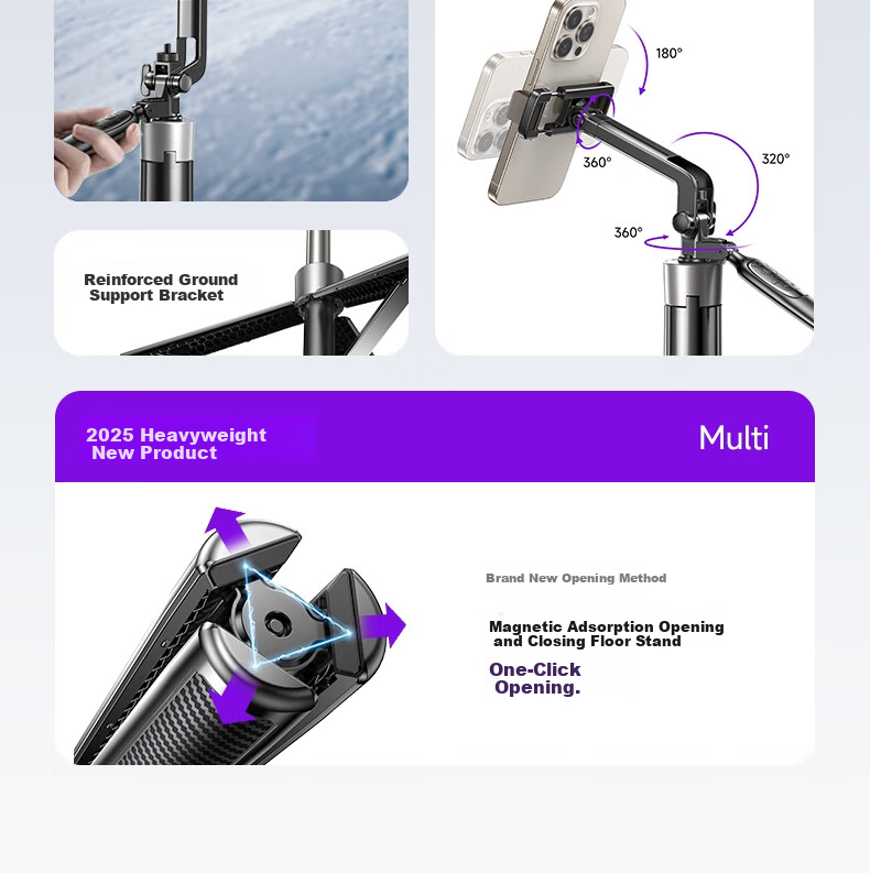 Lisen [Over 100,000 Sold] Selfie Stick Phone Stand, Floor-Standing, 360-Degree Rotation, Anti-Shake Automatic Tripod, Live Streaming And Photography Tool, Concert Shooting Gadget, New Model for 2026 13