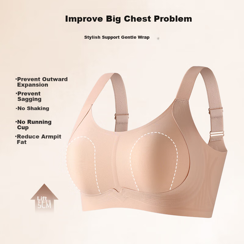 GRACEWELL Spring And Summer Large Bust Minimizer Rabbit Ear Cup Thin Bra for Women, High Side Support, Side Boob Control, Anti-Sagging, Wireless Brassiere
