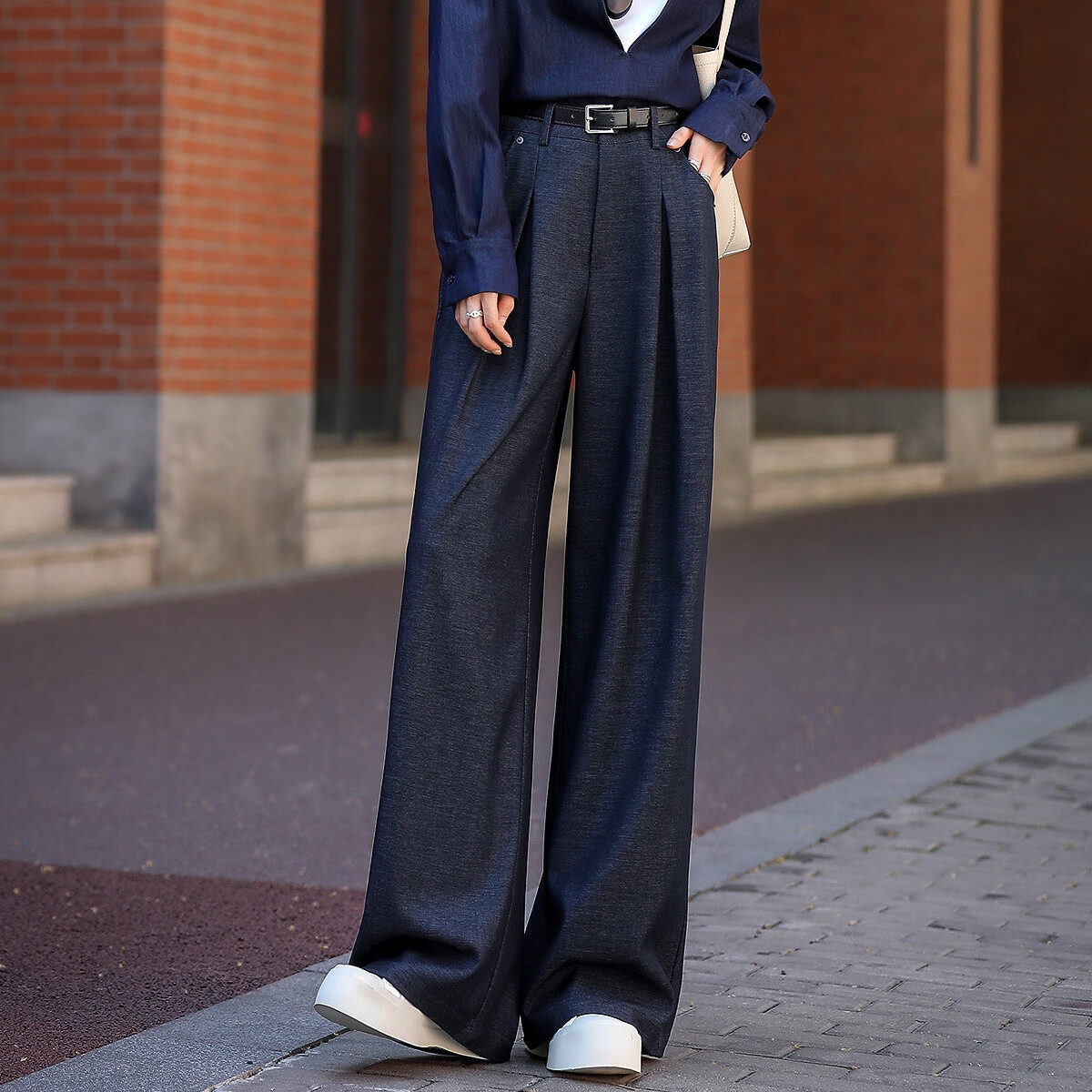 Dme [Smart Commuter] Autumn Intellectual Simple Draped Pleated Straight-Leg Slimming Petite Elegant Women's Casual Pants