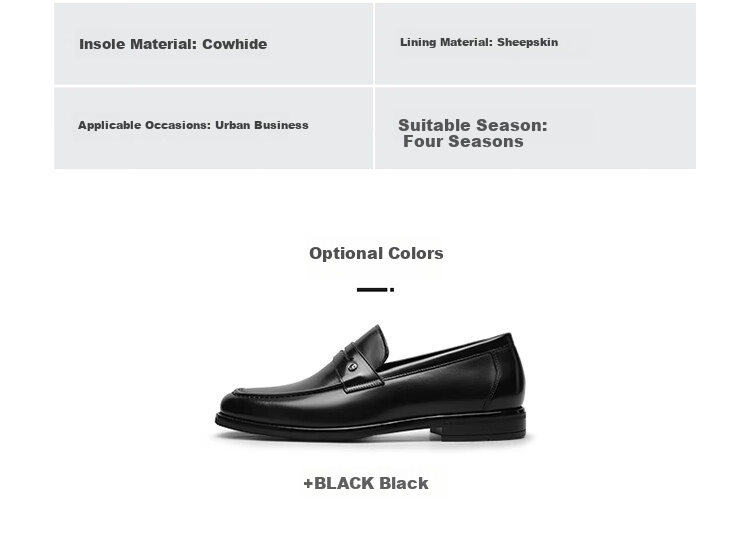 Goldlion Men's Loafers Leather Shoes Fashionable Comfortable Slip-On Business Casual Shoes G582310013AAA - Black 13