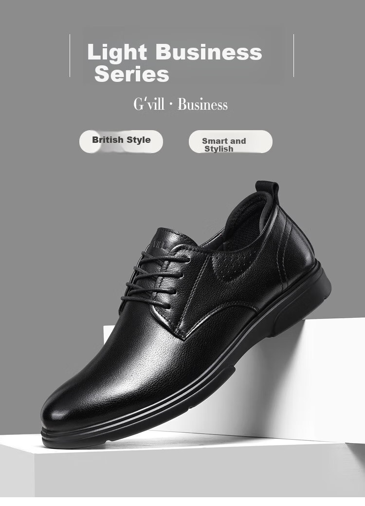 Guizhibu Men's Leather Shoes, Dress Shoes, Business Formal Wear, Genuine Top-Grain Cowhide, 2026 New Style Casual Wedding British Derby Shoes 1